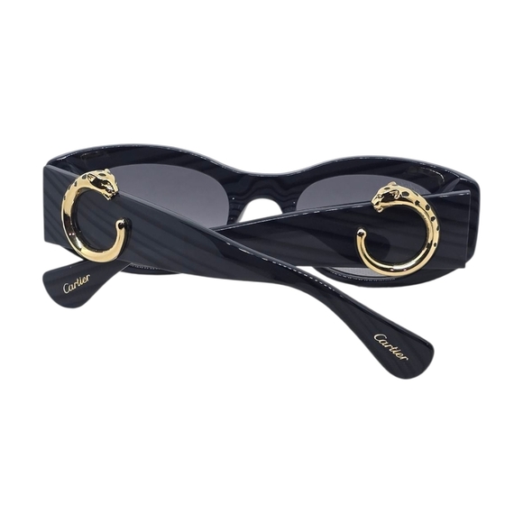 CARTIER.....Elegant CARTIER DARK STRIPED Sunglasses with Gold Accents - Picture 12 of 12